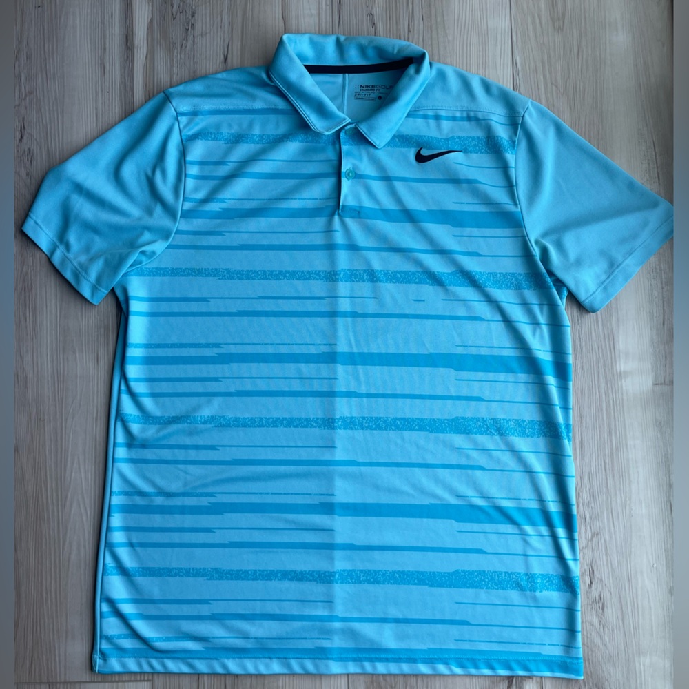 Nike Men's Light Blue Striped Polo